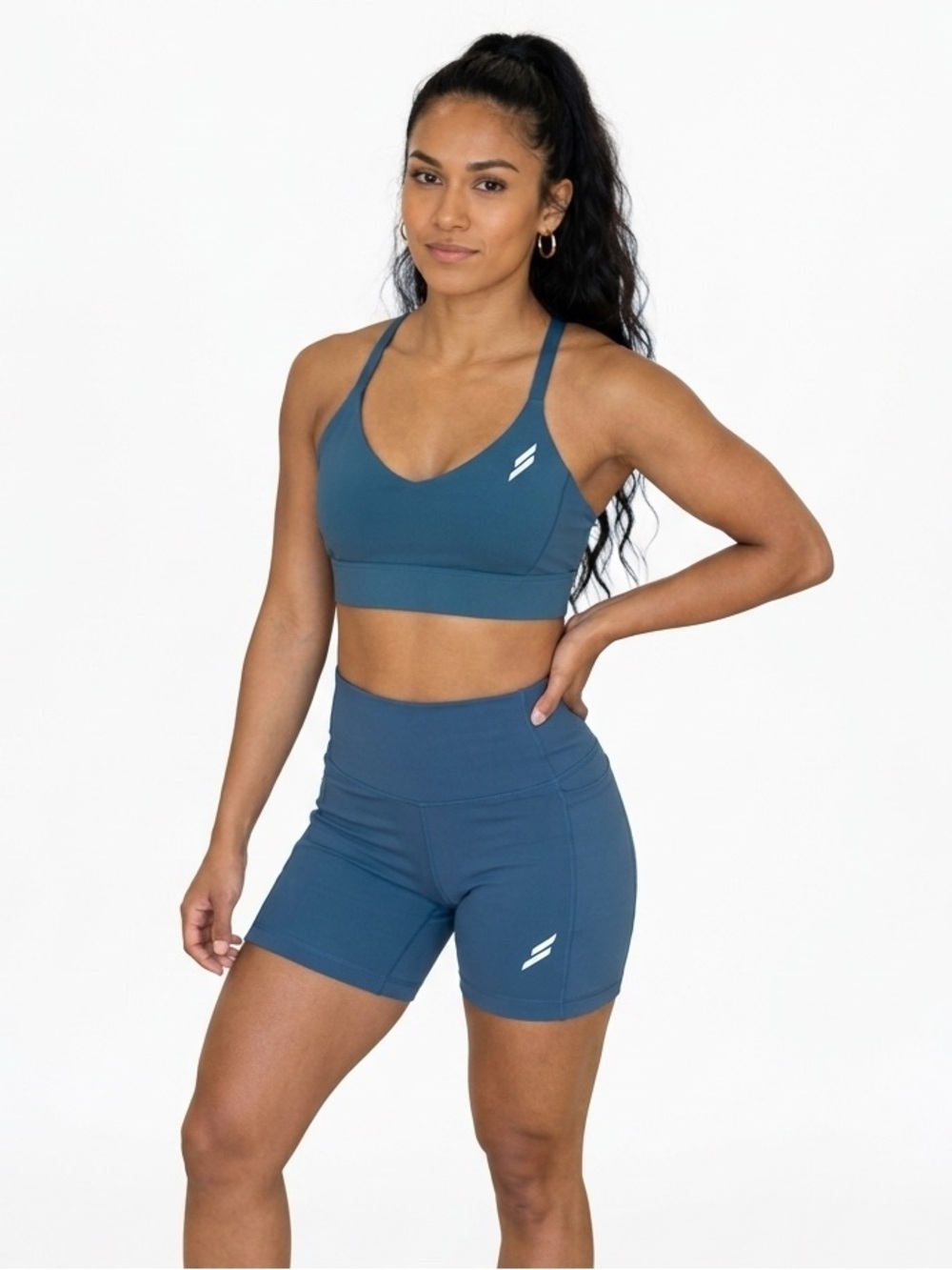 DOYOUEVEN Activewear Set Compressive Sports Bra & High-Waist Biker Shorts Size S